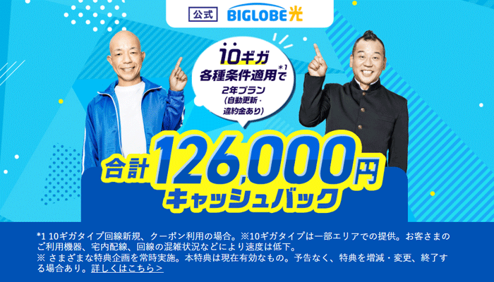 BIGLOBE光のLP画像