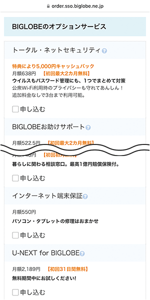 ビッグローブ光の申し込み手順8