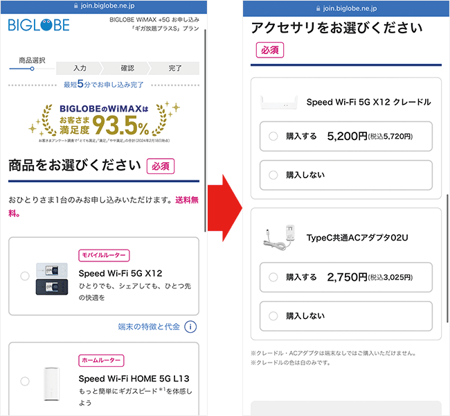 BIGLOBE WiMAXを申し込む手順